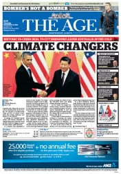 The Age (Australia) Newspaper Front Page for 13 November 2014