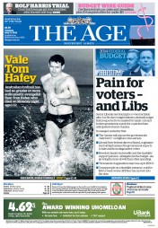 The Age (Australia) Newspaper Front Page for 13 May 2014