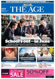 The Age (Australia) Newspaper Front Page for 13 May 2015