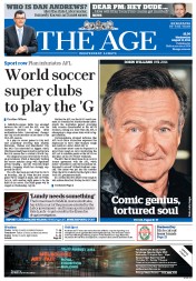 The Age (Australia) Newspaper Front Page for 13 August 2014