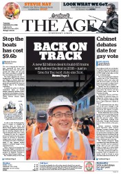 The Age (Australia) Newspaper Front Page for 13 September 2016