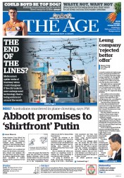The Age (Australia) Newspaper Front Page for 14 October 2014