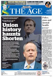 The Age (Australia) Newspaper Front Page for 14 October 2015
