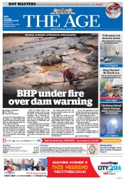 The Age (Australia) Newspaper Front Page for 14 November 2015