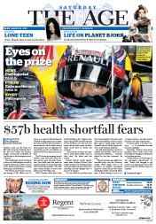 The Age (Australia) Newspaper Front Page for 14 March 2015