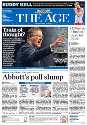 The Age (Australia) Newspaper Front Page for 14 April 2014