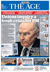 The Age (Australia) Newspaper Front Page for 14 August 2015
