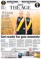 The Age (Australia) Newspaper Front Page for 14 September 2016