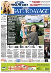 The Age (Australia) Newspaper Front Page for 15 December 2012