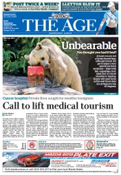 The Age (Australia) Newspaper Front Page for 15 January 2014