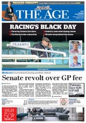 The Age (Australia) Newspaper Front Page for 15 January 2015