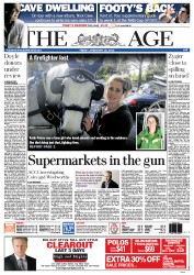 The Age (Australia) Newspaper Front Page for 15 February 2013