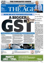 The Age (Australia) Newspaper Front Page for 15 May 2014