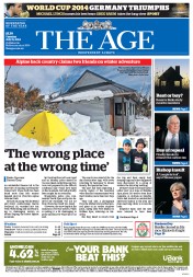 The Age (Australia) Newspaper Front Page for 15 July 2014