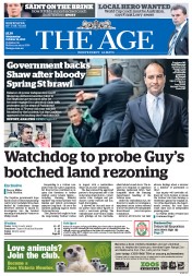 The Age (Australia) Newspaper Front Page for 16 October 2013