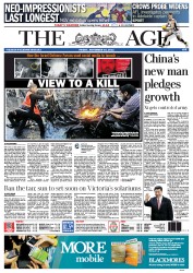The Age (Australia) Newspaper Front Page for 16 November 2012