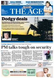 The Age (Australia) Newspaper Front Page for 16 February 2015