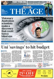 The Age (Australia) Newspaper Front Page for 17 February 2015