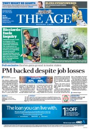 The Age (Australia) Newspaper Front Page for 17 March 2014