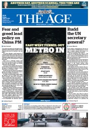 The Age (Australia) Newspaper Front Page for 17 April 2015