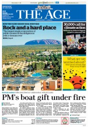 The Age (Australia) Newspaper Front Page for 18 November 2013