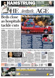 The Age (Australia) Newspaper Front Page for 18 December 2012