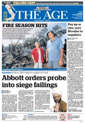 The Age (Australia) Newspaper Front Page for 18 December 2014