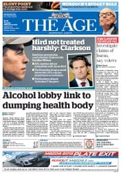 The Age (Australia) Newspaper Front Page for 18 February 2014