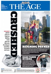 The Age (Australia) Newspaper Front Page for 18 February 2016