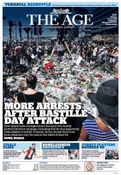 The Age (Australia) Newspaper Front Page for 18 July 2016