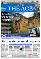 The Age (Australia) Newspaper Front Page for 18 September 2014