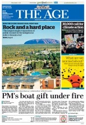 The Age (Australia) Newspaper Front Page for 19 November 2013