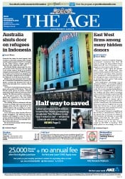 The Age (Australia) Newspaper Front Page for 19 November 2014