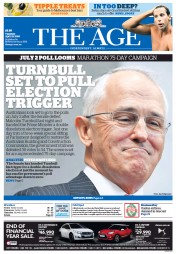 The Age (Australia) Newspaper Front Page for 19 April 2016