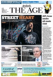 The Age (Australia) Newspaper Front Page for 19 August 2016