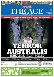 The Age (Australia) Newspaper Front Page for 19 September 2014