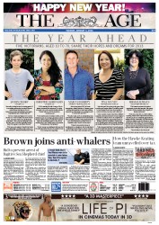 The Age (Australia) Newspaper Front Page for 1 January 2013