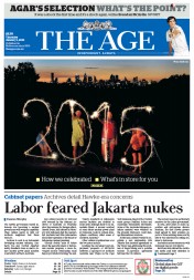 The Age (Australia) Newspaper Front Page for 1 January 2015
