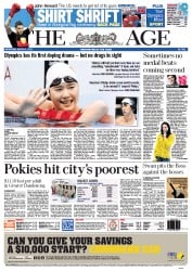 The Age (Australia) Newspaper Front Page for 1 August 2012