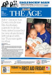 The Age (Australia) Newspaper Front Page for 1 August 2014