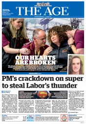 The Age (Australia) Newspaper Front Page for 20 April 2016
