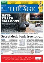 The Age (Australia) Newspaper Front Page for 20 June 2014