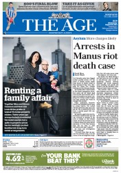 The Age (Australia) Newspaper Front Page for 20 August 2014
