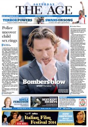 The Age (Australia) Newspaper Front Page for 20 September 2014
