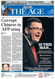 The Age (Australia) Newspaper Front Page for 21 October 2014