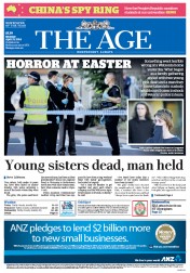 The Age (Australia) Newspaper Front Page for 21 April 2014