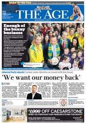 The Age (Australia) Newspaper Front Page for 21 August 2015