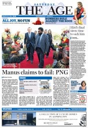 The Age (Australia) Newspaper Front Page for 22 March 2014