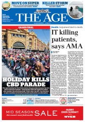 The Age (Australia) Newspaper Front Page for 22 April 2015