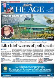 The Age (Australia) Newspaper Front Page for 23 March 2015